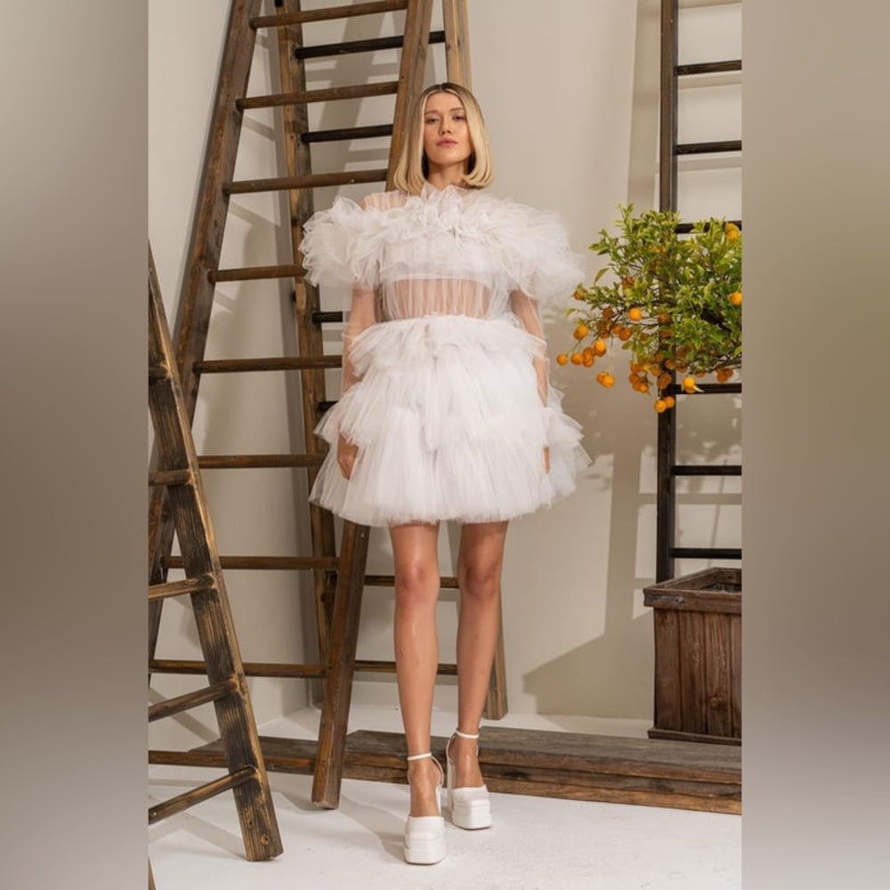 Kikiriki Ruffle Tulle Crew Neck Mini
Dress NWT sz Small